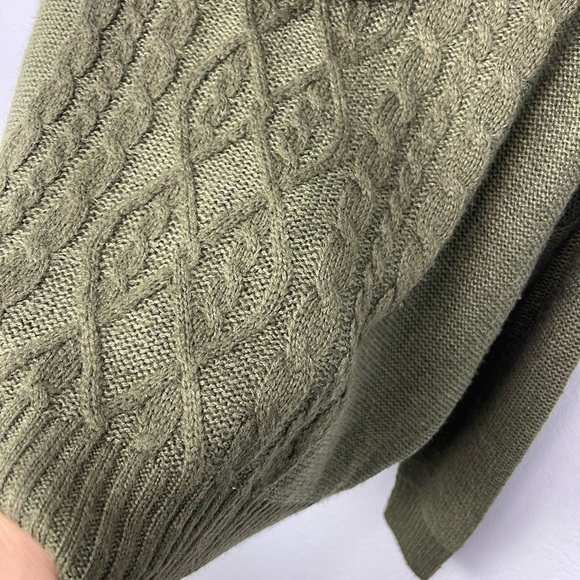 PooF Apparel Dark Green Turtle Neck Loose Crop Cable Knit Sweater Top - Picture 3 of 7